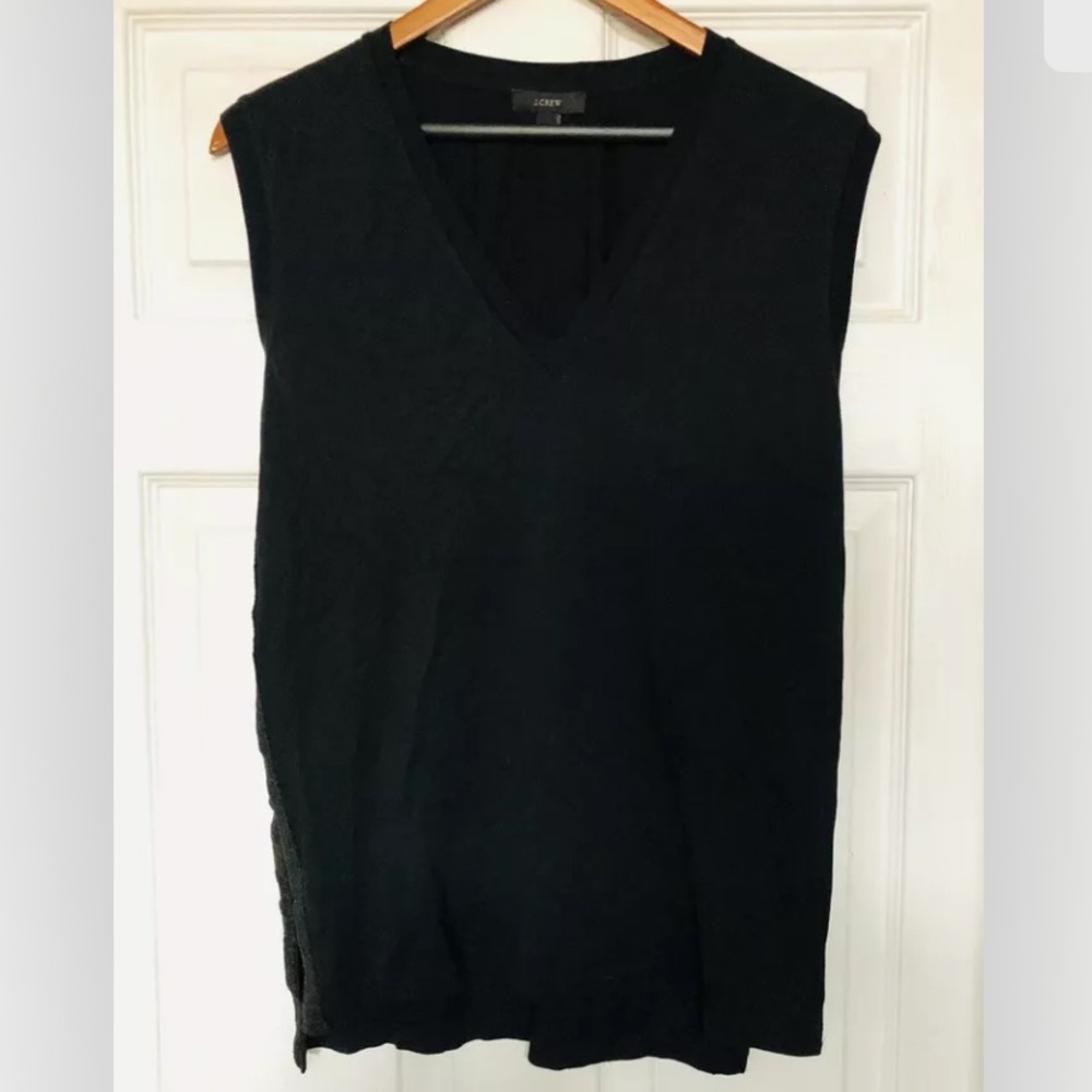J.Crew Metallic Side Top Sleeveless V-Neck Black M